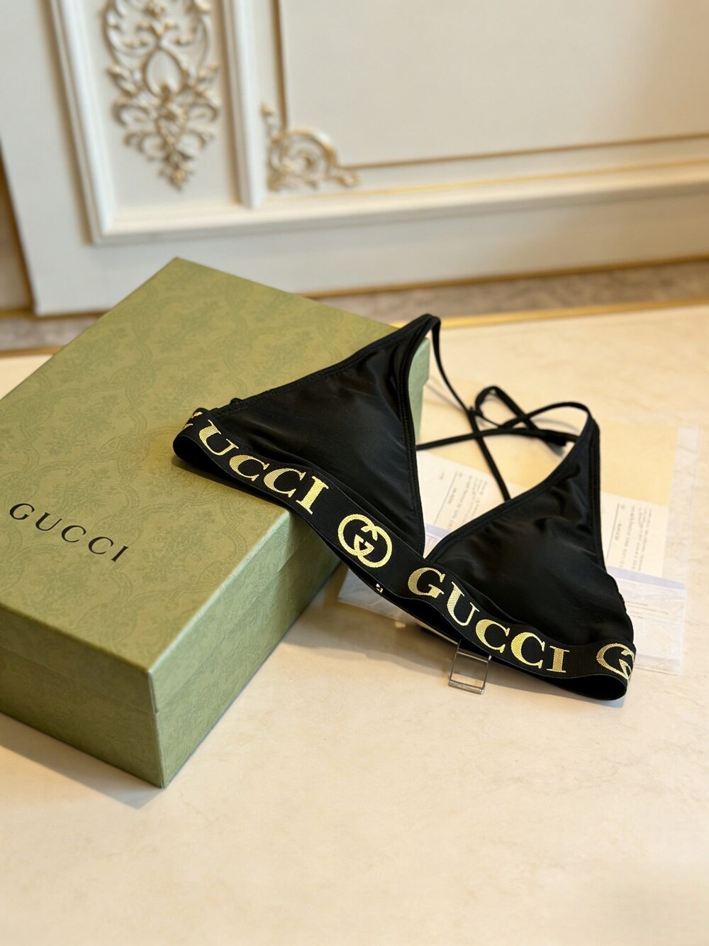 Gucci Black Tape Triangle Bikini Set - Picture 3 of 6